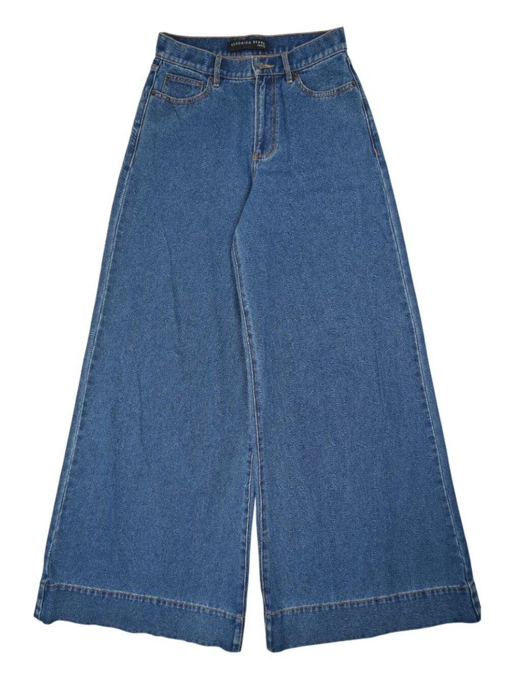 Veronica Beard Haisley Extra Wide Leg High Rise Jeans in Blue